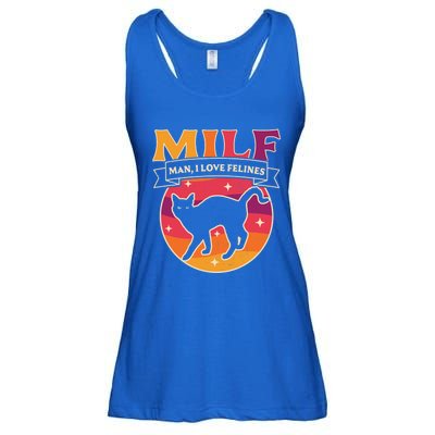 Milf I Love Felines Funny Cats Retro Vintage Black Cat Gift Ladies Essential Flowy Tank