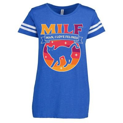 Milf I Love Felines Funny Cats Retro Vintage Black Cat Gift Enza Ladies Jersey Football T-Shirt