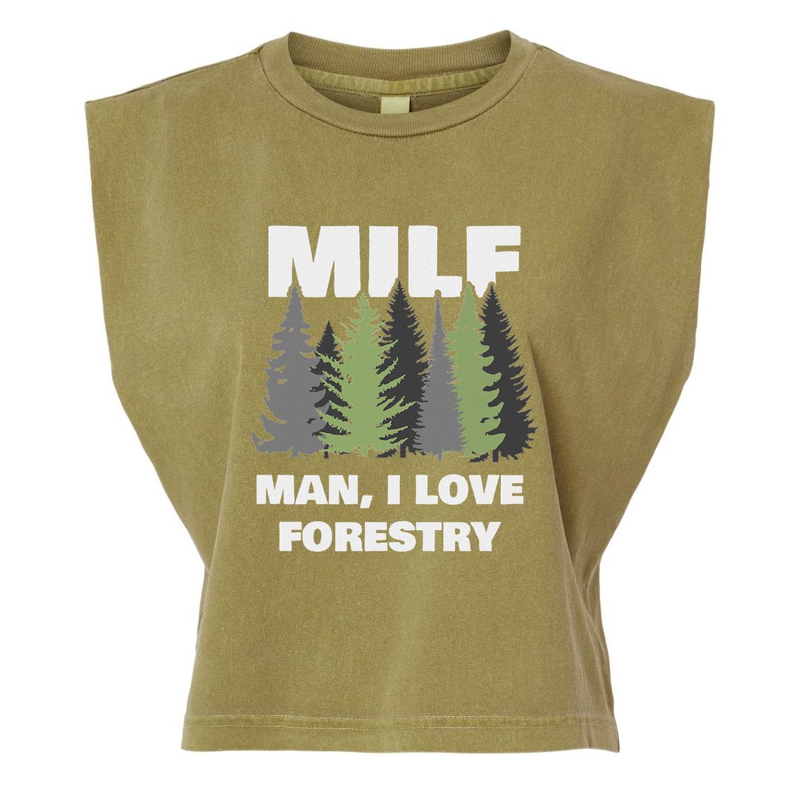 Man I Love Forestry Funny Logger Lumber Garment-Dyed Women's Muscle Tee