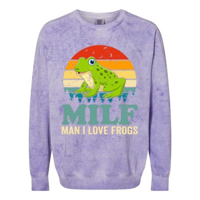 Man I Love Frogs Funny Graphic Plus Size Colorblast Crewneck Sweatshirt