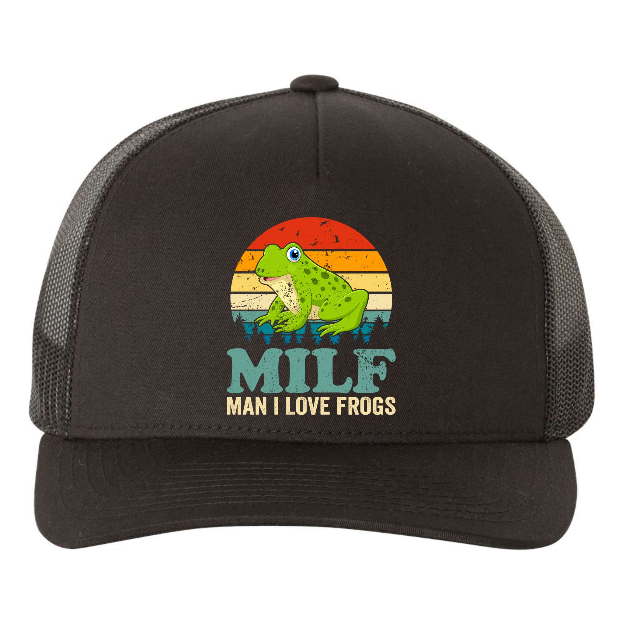 Man I Love Frogs Funny Graphic Plus Size Yupoong Adult 5-Panel Trucker Hat