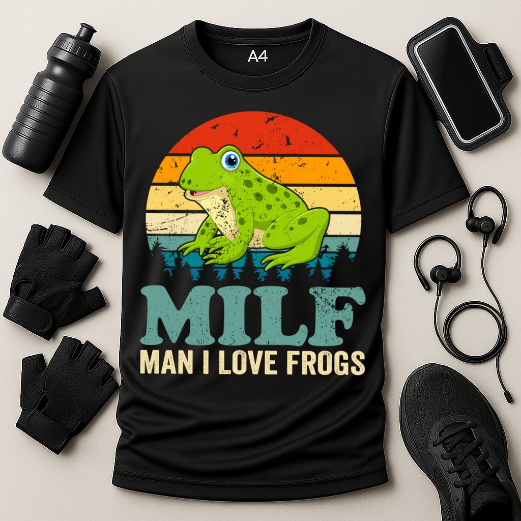Man I Love Frogs Funny Graphic Plus Size Performance Shirt