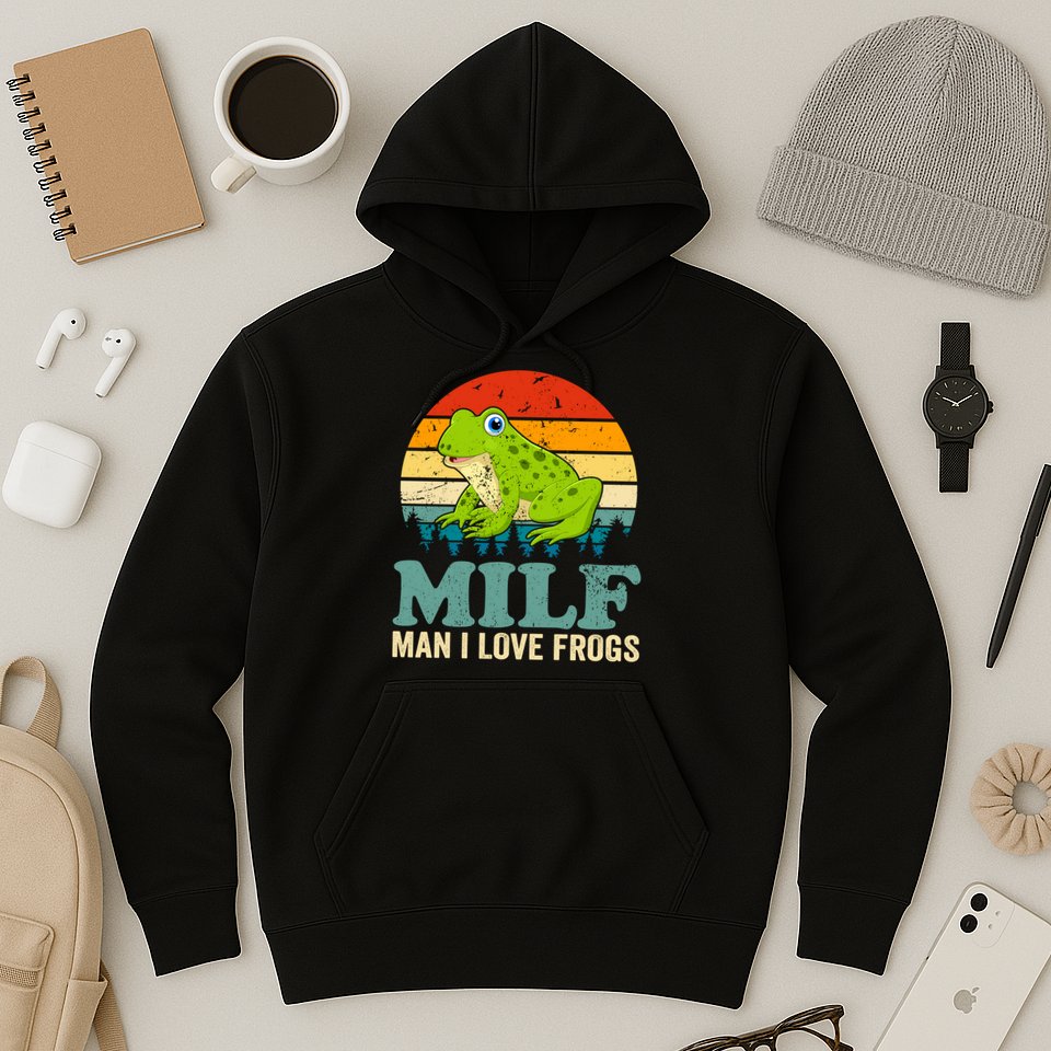 Man I Love Frogs Funny Graphic Plus Size Hoodie