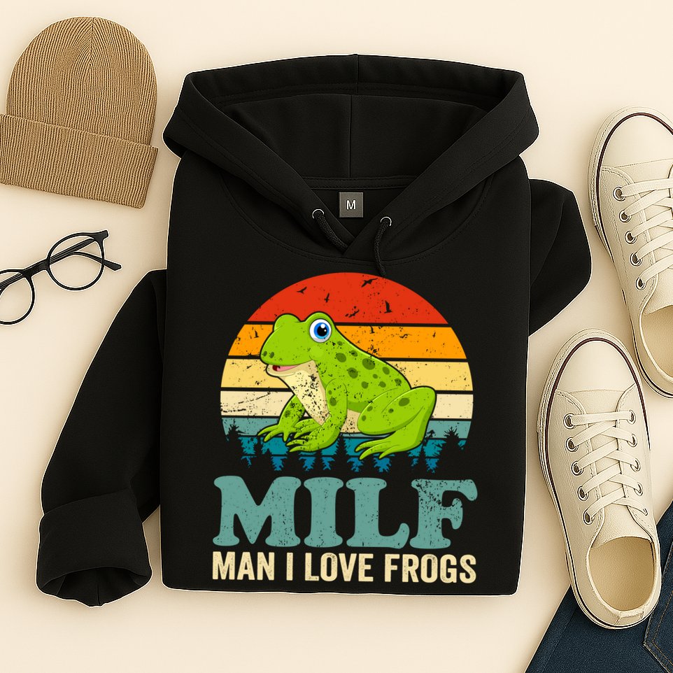 Man I Love Frogs Funny Graphic Plus Size Hoodie
