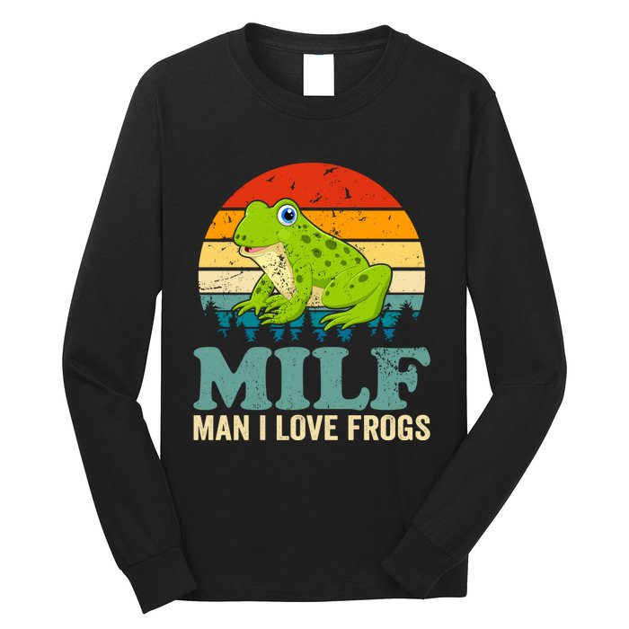 Man I Love Frogs Funny Graphic Plus Size Long Sleeve Shirt