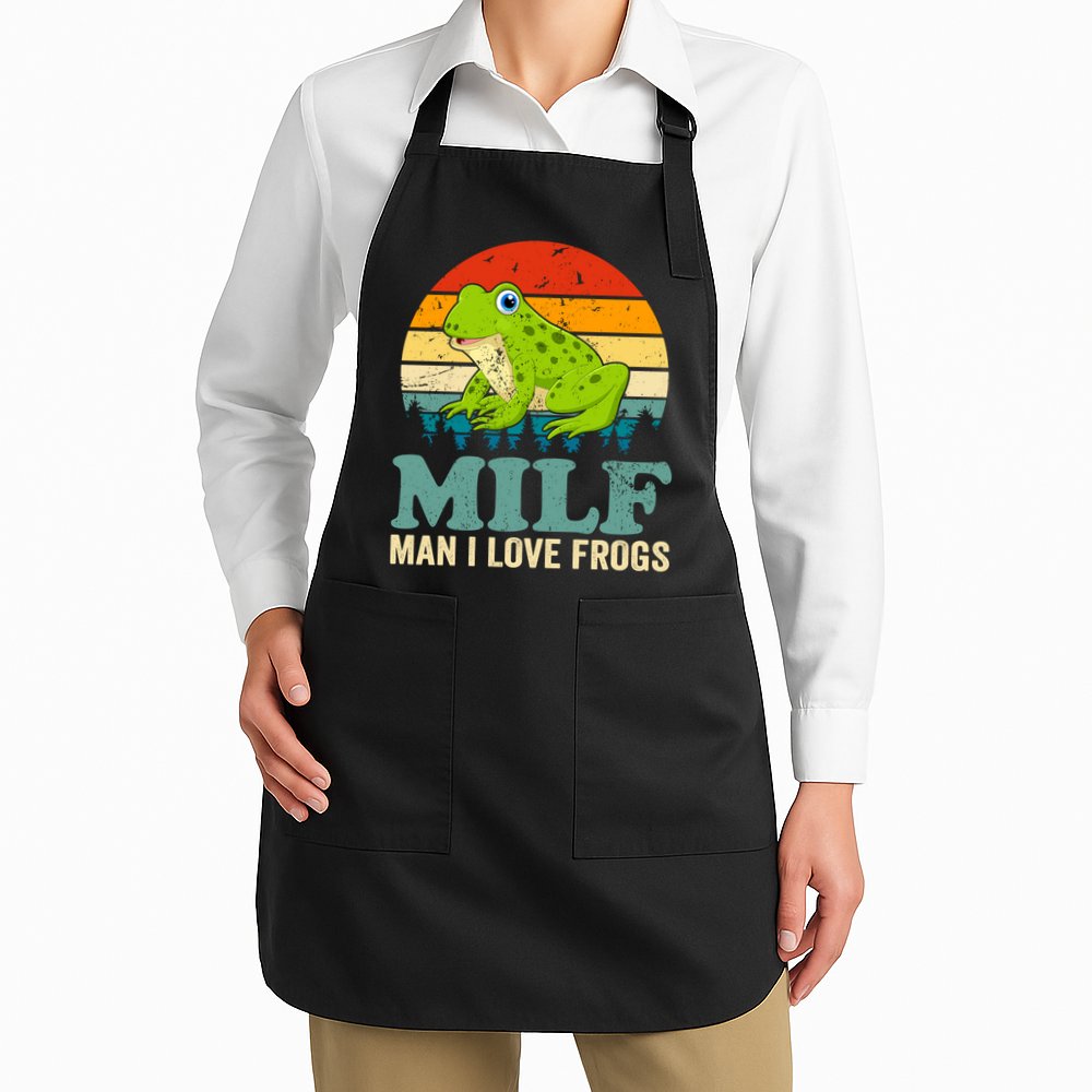 Man I Love Frogs Funny Graphic Plus Size Apron
