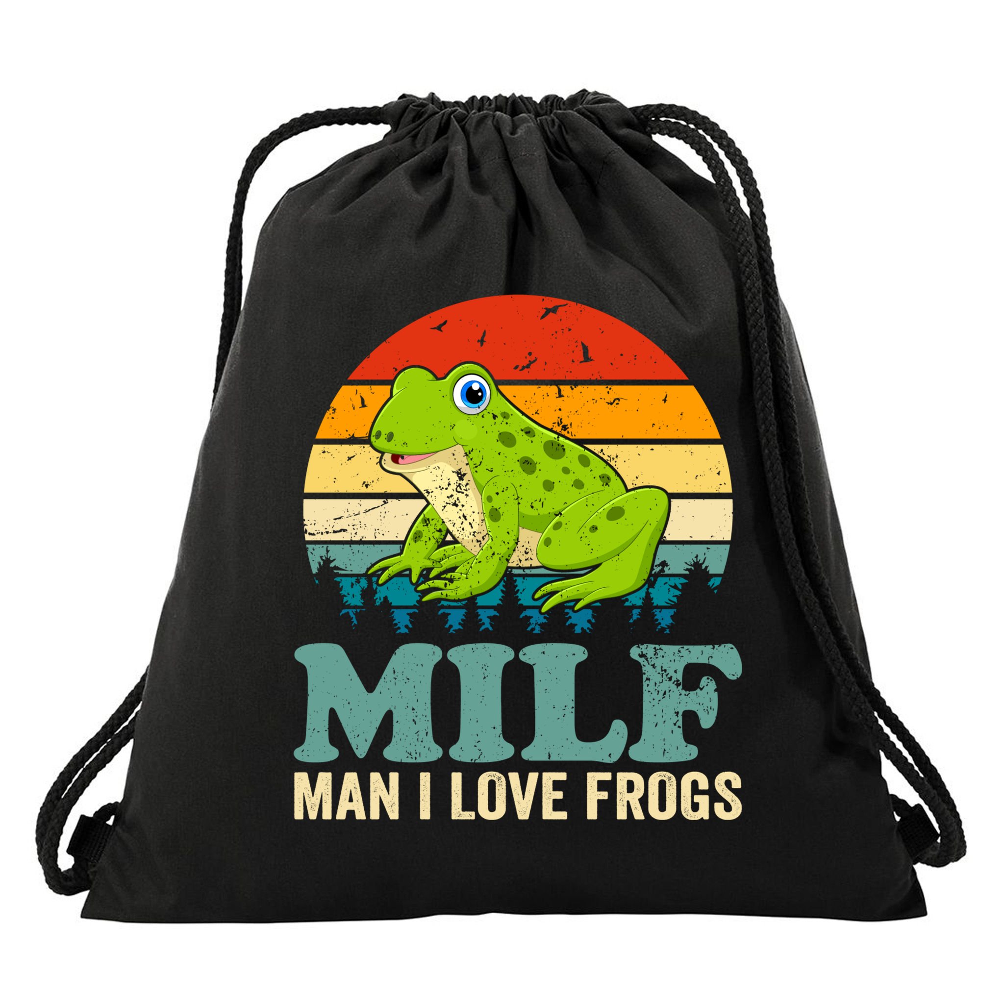 Man I Love Frogs Funny Graphic Plus Size Drawstring Bag