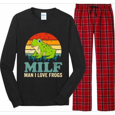 Man I Love Frogs Funny Graphic Plus Size Long Sleeve Pajama Set