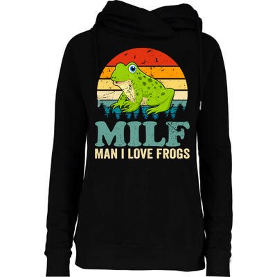 Man I Love Frogs Funny Graphic Plus Size Womens Funnel Neck Pullover Hood