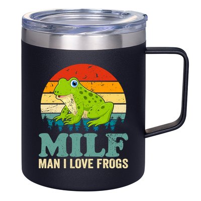 Man I Love Frogs Funny Graphic Plus Size 12oz Stainless Steel Coffee Mug