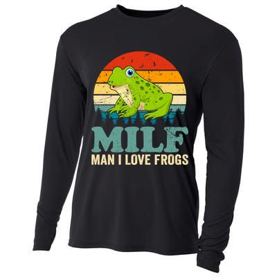 Man I Love Frogs Funny Graphic Plus Size Cooling Performance Long Sleeve Crew