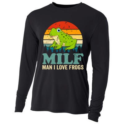 Man I Love Frogs Funny Graphic Plus Size Cooling Performance Long Sleeve Crew