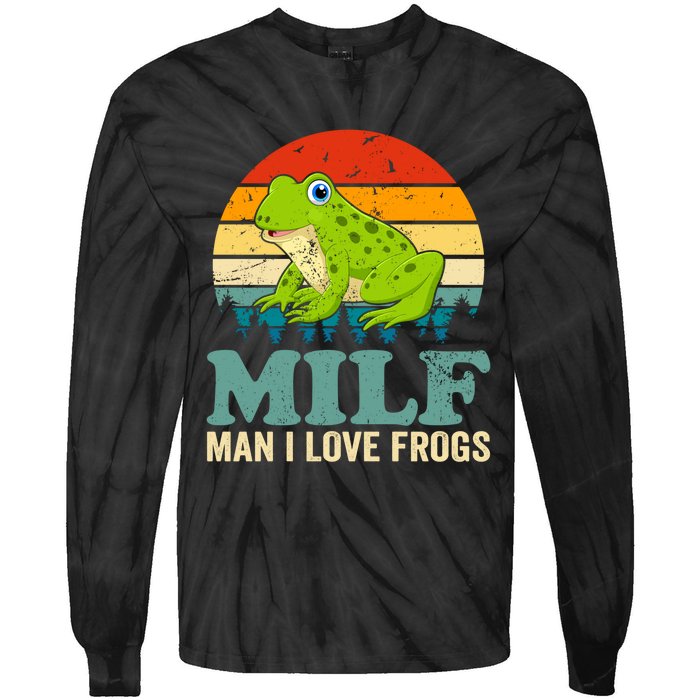 Man I Love Frogs Funny Graphic Plus Size Tie-Dye Long Sleeve Shirt