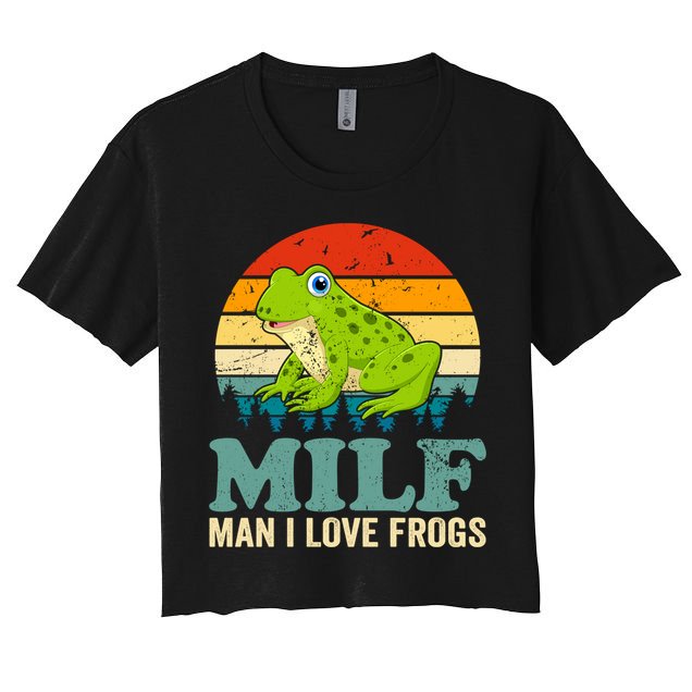 Man I Love Frogs Funny Graphic Plus Size Crop Top
