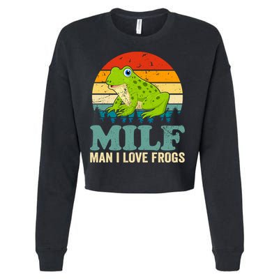 Man I Love Frogs Funny Graphic Plus Size Cropped Pullover Crew