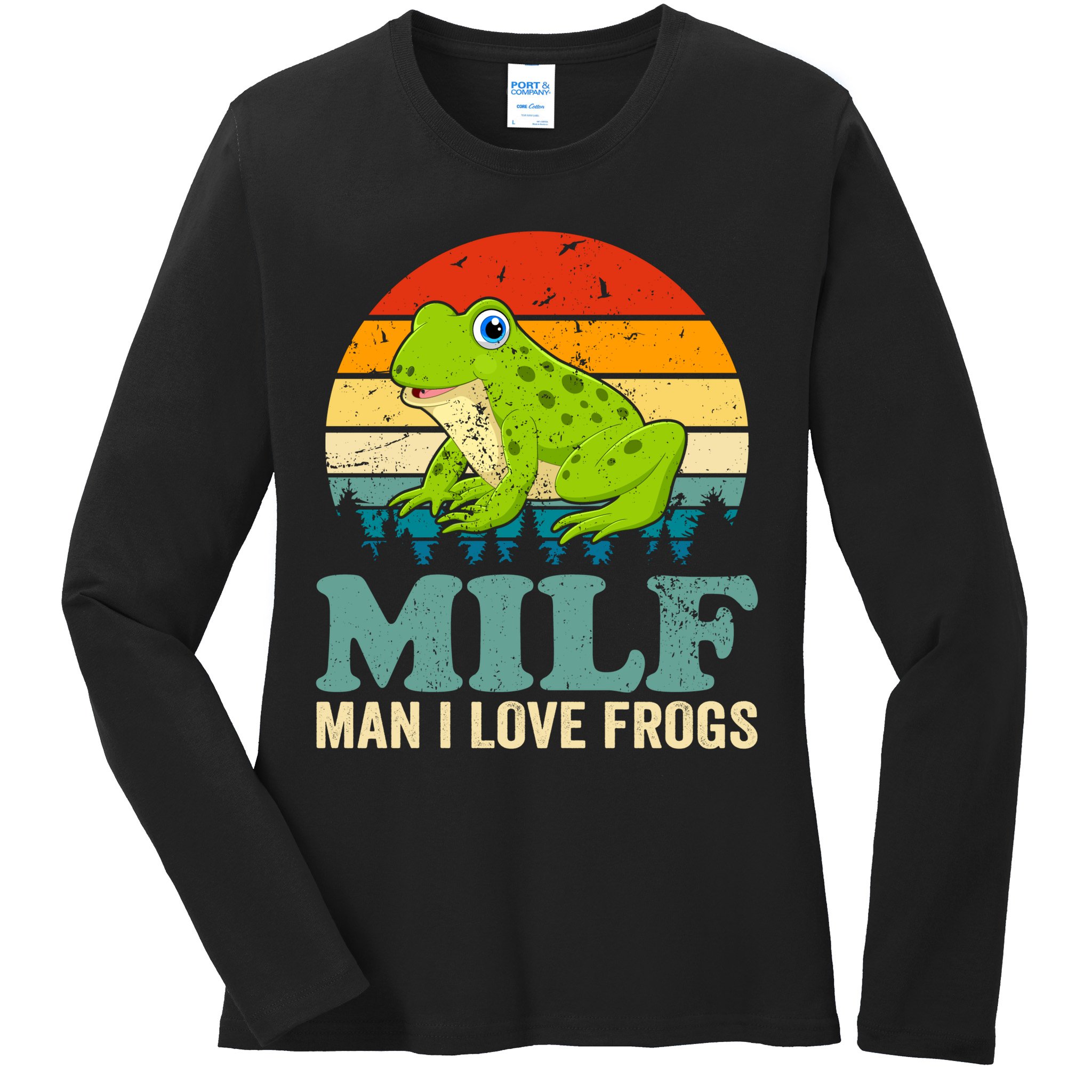 Man I Love Frogs Funny Graphic Plus Size Ladies Long Sleeve Shirt
