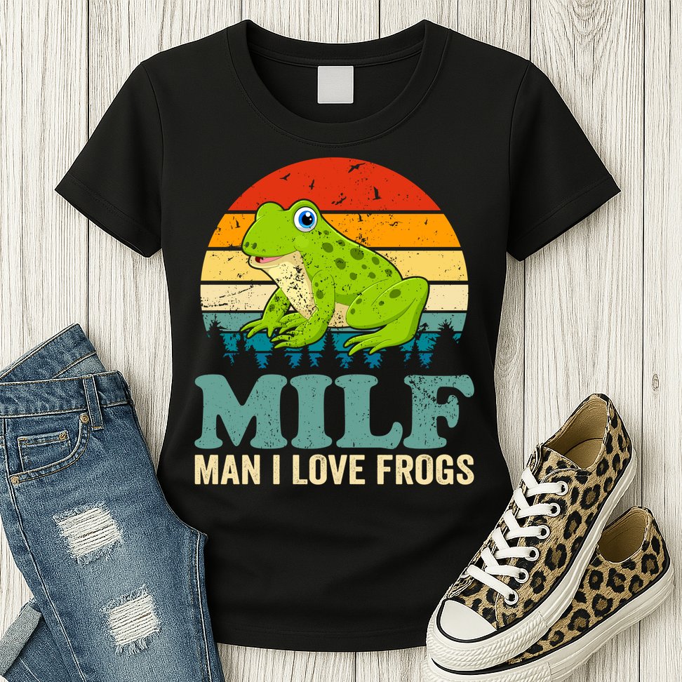 Man I Love Frogs Funny Graphic Plus Size Womens T-Shirt