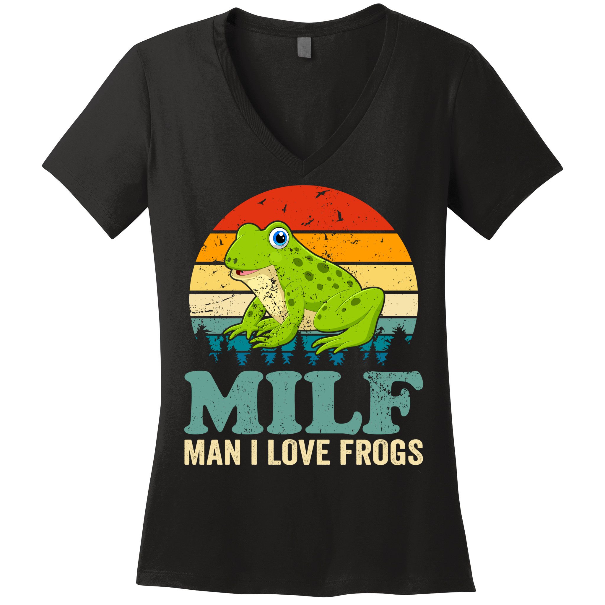 Man I Love Frogs Funny Graphic Plus Size Women's V-Neck T-Shirt