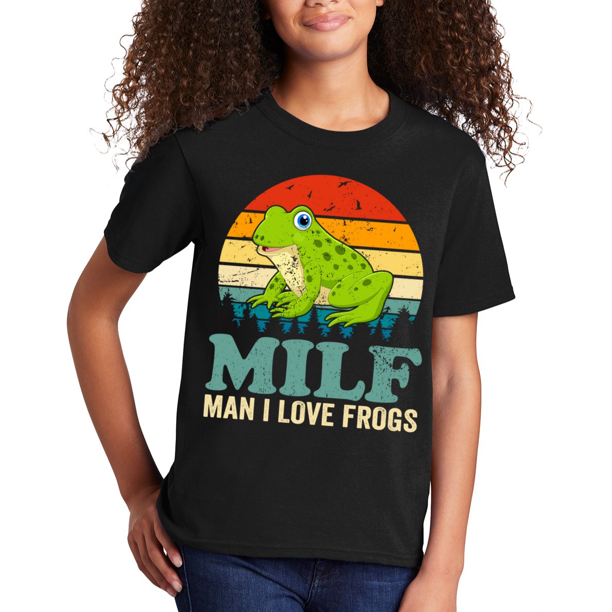 Man I Love Frogs Funny Graphic Plus Size Kids T-Shirt