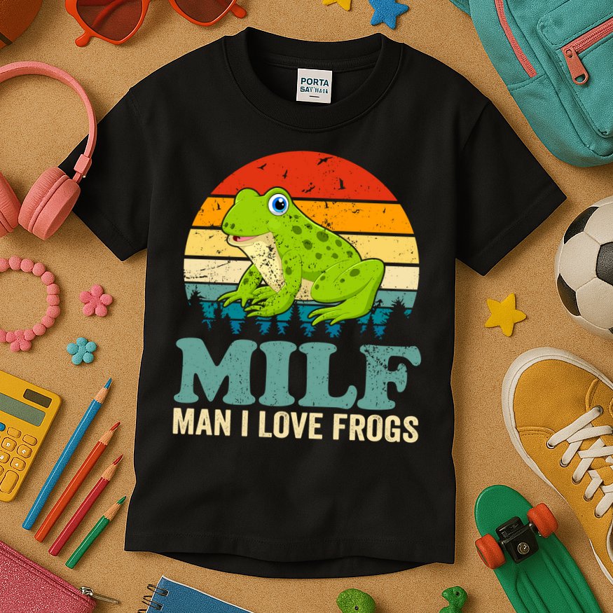 Man I Love Frogs Funny Graphic Plus Size Kids T-Shirt
