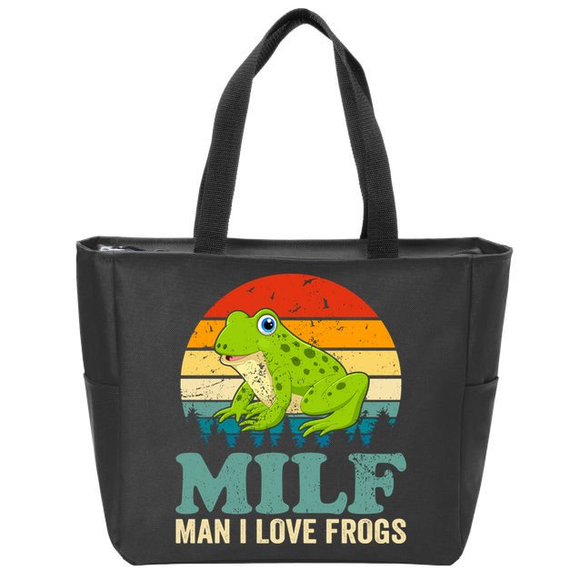 Man I Love Frogs Funny Graphic Plus Size Zip Tote Bag