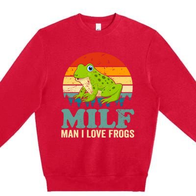 Man I Love Frogs Funny Graphic Plus Size Premium Crewneck Sweatshirt