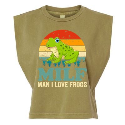 Man I Love Frogs Funny Graphic Plus Size Garment-Dyed Women's Muscle Tee