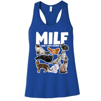 Milf I Love Felines Funny Cats Gift Women's Racerback Tank