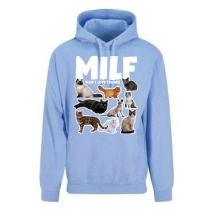 Milf I Love Felines Funny Cats Gift Unisex Surf Hoodie