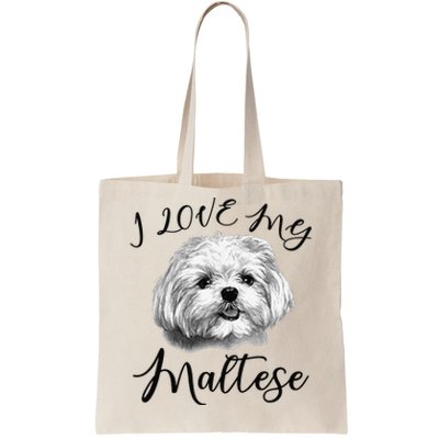 Maltese I Love My Maltese Dog Tote Bag