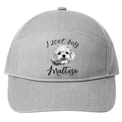 Maltese I Love My Maltese Dog 7-Panel Snapback Hat