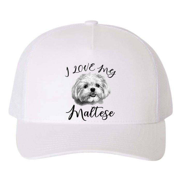 Maltese I Love My Maltese Dog Yupoong Adult 5-Panel Trucker Hat