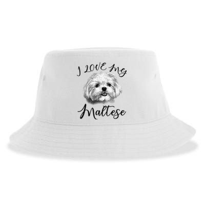 Maltese I Love My Maltese Dog Sustainable Bucket Hat