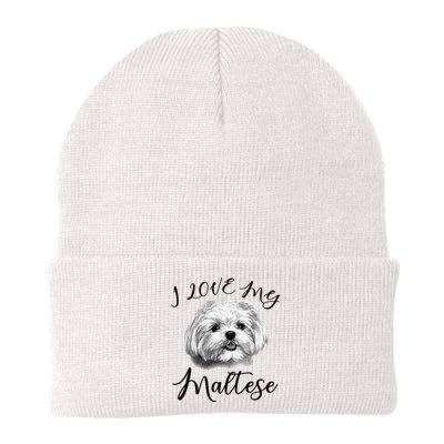 Maltese I Love My Maltese Dog Knit Cap Winter Beanie