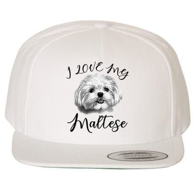 Maltese I Love My Maltese Dog Wool Snapback Cap