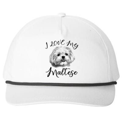 Maltese I Love My Maltese Dog Snapback Five-Panel Rope Hat