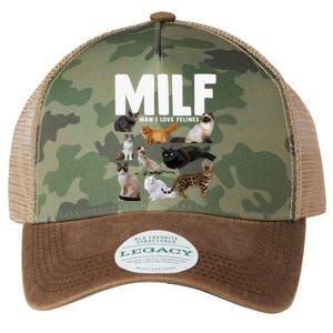 Milf I Love Felines Funny Cats Gift Legacy Tie Dye Trucker Hat