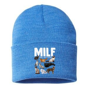 Milf I Love Felines Funny Cats Gift Sustainable Knit Beanie