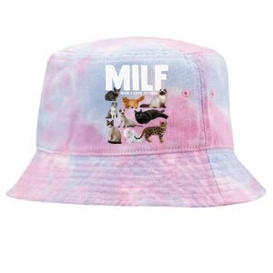 Milf I Love Felines Funny Cats Gift Tie-Dyed Bucket Hat