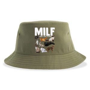 Milf I Love Felines Funny Cats Gift Sustainable Bucket Hat