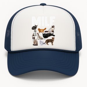 Milf I Love Felines Funny Cats Gift Trucker Hat