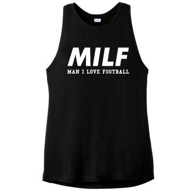 Man I Love Football MILF Funny Football Gift Ladies PosiCharge Tri-Blend Wicking Tank