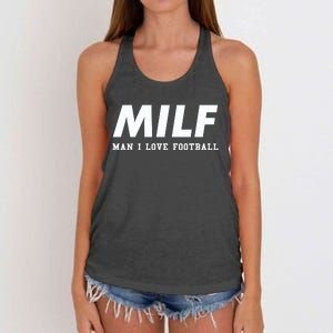 Man I Love Football MILF Funny Football Gift Women's Knotted Racerback Tank