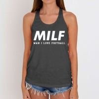 Man I Love Football MILF Funny Football Gift Women's Knotted Racerback Tank