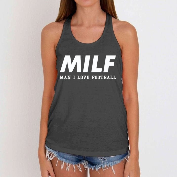 Man I Love Football MILF Funny Football Gift Women's Knotted Racerback Tank