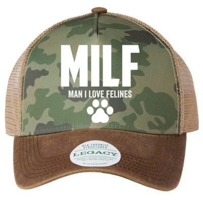 Milf I Love Felines Funny Humor Cat Lovers Cool Gift Legacy Tie Dye Trucker Hat