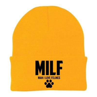 Milf I Love Felines Funny Humor Cat Lovers Cool Gift Knit Cap Winter Beanie