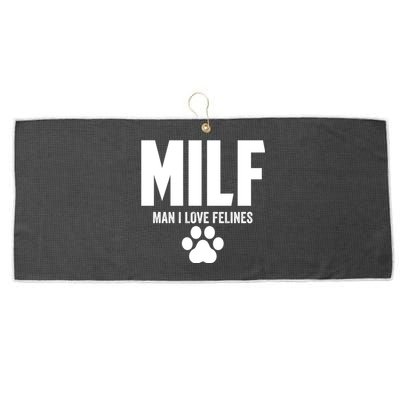 Milf I Love Felines Funny Humor Cat Lovers Cool Gift Large Microfiber Waffle Golf Towel