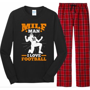 Milf I Love Football Funny Football Funny Gift Long Sleeve Pajama Set