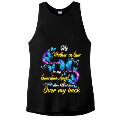 Mother In Law My Guardian Angel Watches Over Back Memorial Gift Ladies PosiCharge Tri-Blend Wicking Tank
